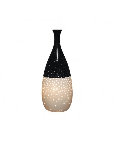 Lampe à Poser Porcelaine Haute Ajourée Blanc Noir brillant des détails fins