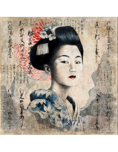 Tableau papier froissé Maiko aux Dahlias prix