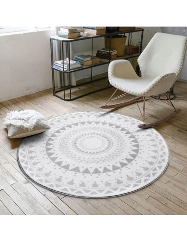 Tapis rond bohème inspiration ethnique (noir blanc gris) En savoir plus