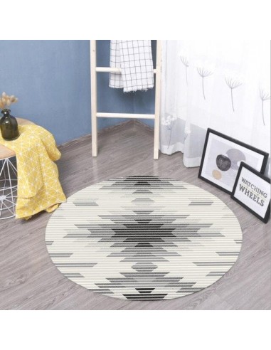 Tapis rond géométrique gris inspiration ethnique Les êtres humains sont 