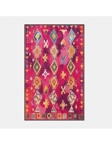 Tapis ethnique motifs géométrique ton rose et rouge la colonne vertébrale