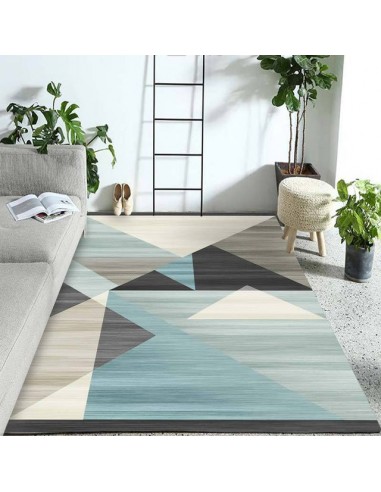 Tapis géométrique bleu et gris inspiration scandinave Livraison rapide