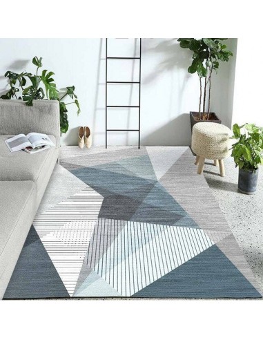 Tapis géométrique bleu et gris inspiration scandinave Venez acheter