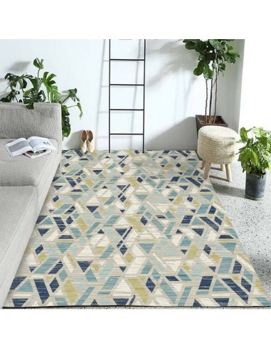 Tapis géométrique bleu et beige inspiration scandinave JUSQU'A -70%! 