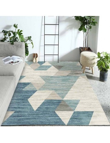 Tapis géométrique bleu et beige inspiration scandinave votre