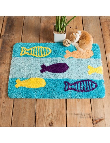 Tapis absorbant poils longs motif poisson livraison et retour toujours gratuits