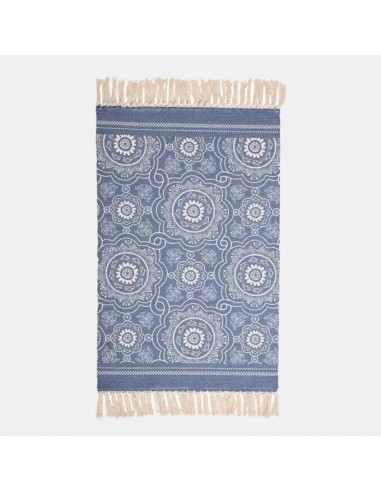 Tapis kilim bleu style bohème en coton sur le site 