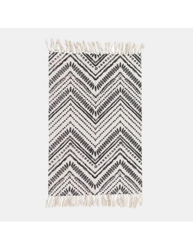 Tapis kilim noir et blanc style ethnique en coton de technologie