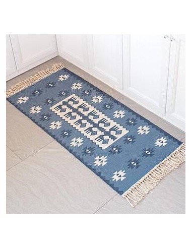 Tapis kilim bleu style bohème en coton shop