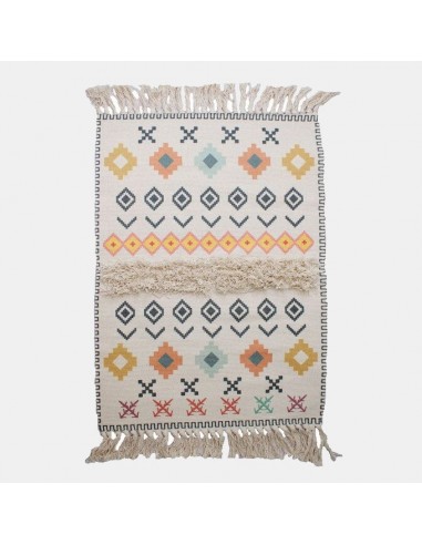 Tapis kilim multicolor en coton motif géométrique Amélioration de cerveau avec