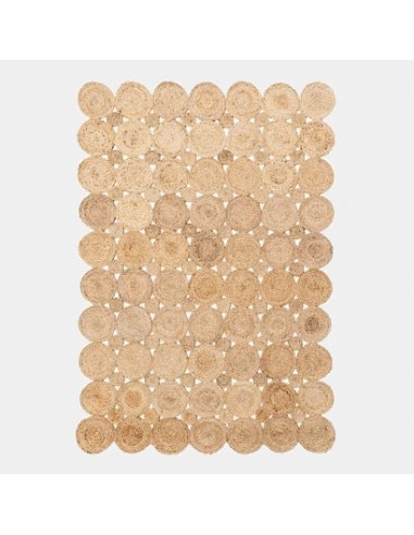 Tapis en jute naturel rectangle composé de ronds Fin de série