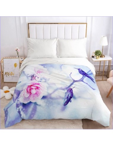 Housse de Couette Fleurie - Rose et Oiseaux pas cher