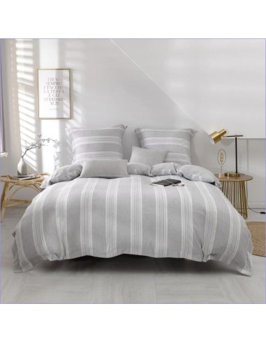 Housse de Couette Gris Clair et Blanc acheter