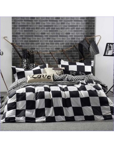 Housse de Couette Damier Noir et Blanc de France