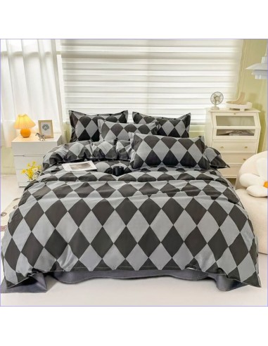 Housse de Couette Noir et Gris pas cher